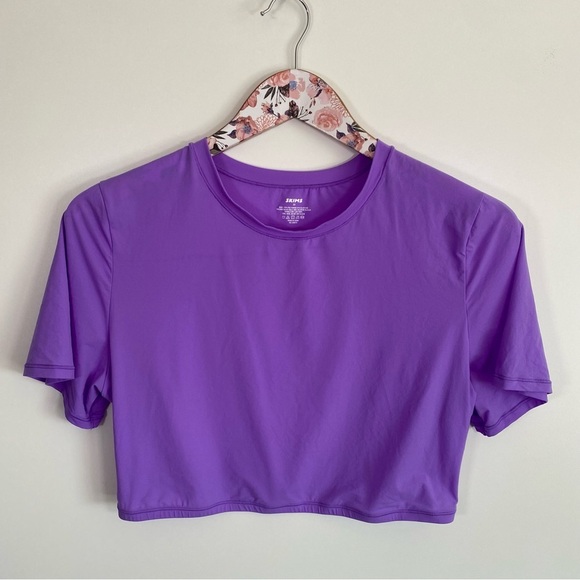 SKIMS Fits Everybody Super Cropped Purple Tee Shirt Womens 2X MYKONOS - Picture 3 of 6